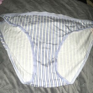 Victoria’s Secret white blue vertical striped undies